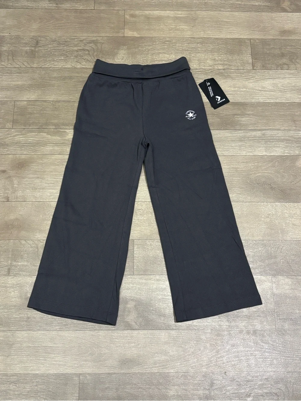 Converse Women's Charcoal Wide-Leg Sweatpants with Logo